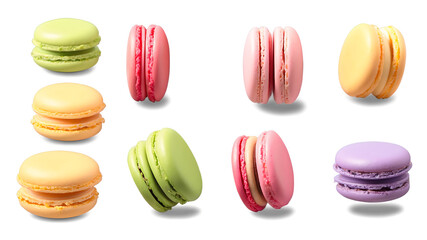 Obraz premium Macarons on Black Background Colorful Dessert PNG