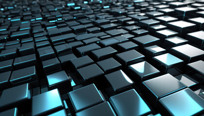 Obraz premium A close up of a blue and silver cube pattern