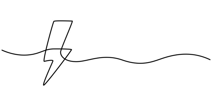 recommend clip art: bolt electric  in continuous line drawing style, Line Drawing Lighting Strike Icon, Flash Continuous Line Illustration, Lightning, Energy Editable Continuous Line Icon