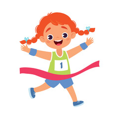 Redhead Girl Character Run Marathon Do Sport Vector Illustration