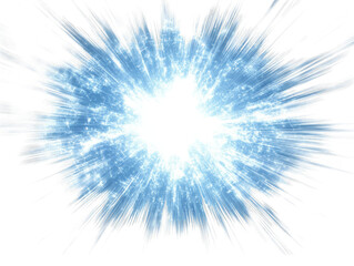 Abstract blue and white light explosion transparent background