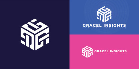 Modern hexagon initial letter GI or IG in white color isolated on multiple background colors. The logo is suitable for senior living software logo design inspiration templates.