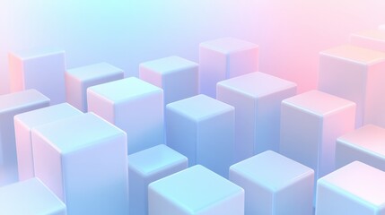 Obraz premium A row of white cubes with a blue background. The cubes are arranged in a way that creates a sense of depth and dimension. The blue background adds a calming and serene atmosphere to the image