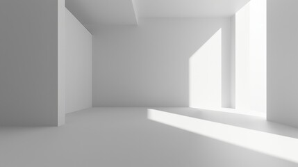Fototapeta premium Abstract empty room photo with white walls, floor and white cubes.