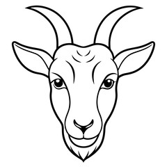 Goat head minimal logo, Goat face silhouette vector illustration