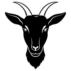 Fototapeta premium Goat head minimal logo, Goat face silhouette vector illustration