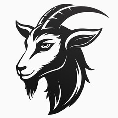 Goat head minimal logo, Goat face silhouette vector illustration