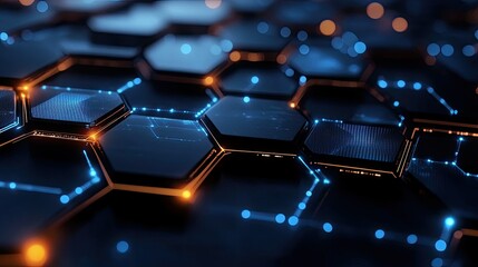 Fototapeta premium High-tech hexagon grid design with glowing edges, perfect for digital and technology themes