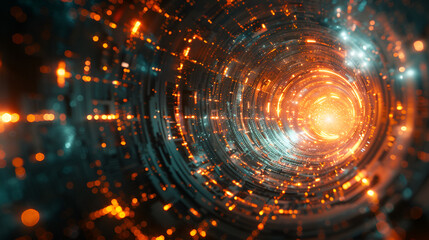Obraz premium a tunnel with lights in it