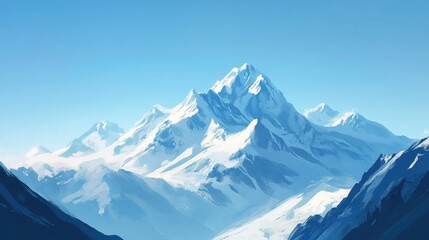Obraz premium Snow-capped peaks reaching into a clear blue sky, embodying the majesty of nature