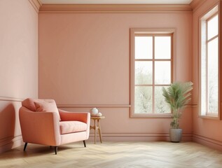 Pink Room Interior with Armchair and Window