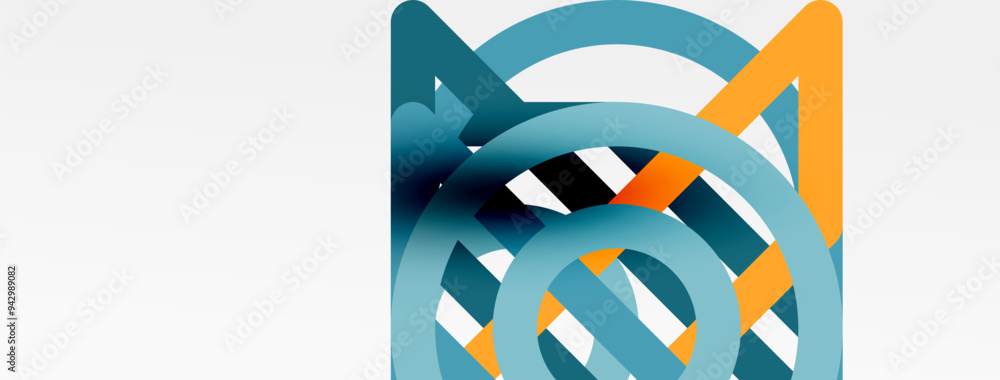 Poster abstract background - colorful circle lines technology or business digital template