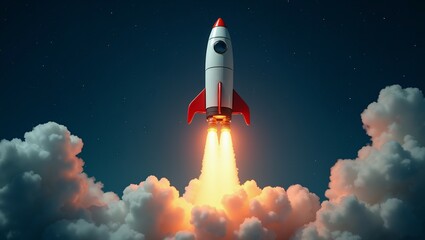 Rocket Launch into the Night Sky