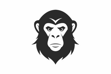 A Chimpanzee logo vector art illustration icon logo, featuring a modern stylish shape with an underline, set on a solid white background, vector illustration