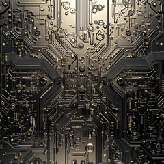 Fototapeta premium A futuristic circuit board design in metallic shades.