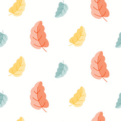 Seamless pattern doodle of falling Autumn leaves on isolated background. Hand drawn design for Autumn harvest holiday, Thanksgiving, Halloween, seasonal, textile, scrapbooking, paper crafts.