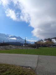 Skiing in austria holiday in mountains with snow