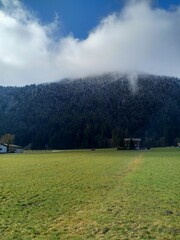 Skiing in austria holiday in mountains with snow
