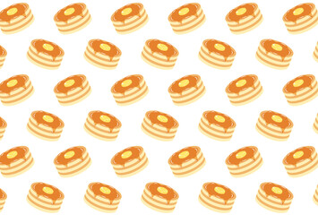 seamless pattern with pancakes with butter and maple syrup for banners, cards, flyers, social media wallpapers, etc.