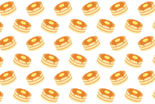 seamless pattern with pancakes with butter and maple syrup for banners, cards, flyers, social media wallpapers, etc.