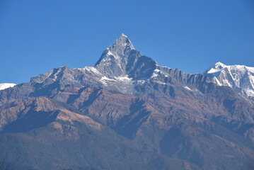 The Beautiful view of Annapurna Himalaya Range from Sarangkot in Pokhara, Nepal