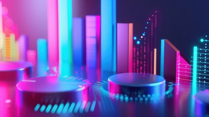 Data-driven marketing, real-time analytics, 3D illustration, insights concept, copy space,