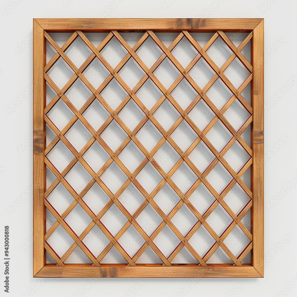 Poster detailed realistic 3d model of a wooden lattice frame, presented in uhd 4k resolution with a transpa