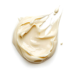 Splash of white cream texture isolated on white background. Face creme, body lotion swatch. 