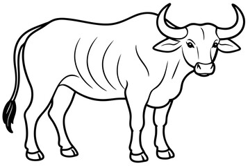 Water Buffalo liner art vector, Buffalo minimal illustration