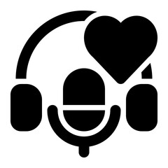 favorite, love, like, podcast, podcasting solid or glyph icon