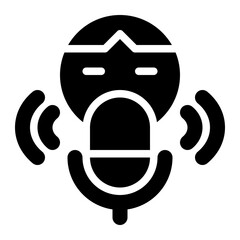 podcaster, podcast, podcasting, announcer, broadcaster solid or glyph icon