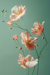 Fototapeta premium Levitating Wildflowers on Soft Pastel Backdrop - Hyperrealistic Studio Photography