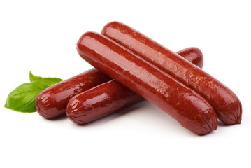 Grilled bavarian sausages, isolated on white background.