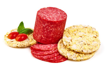 Pepperoni sausage, isolated on white background.