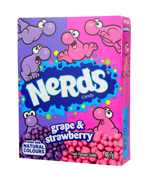 Nerds grape and strawberry fruit flavour candy sweets in a 46.7g box