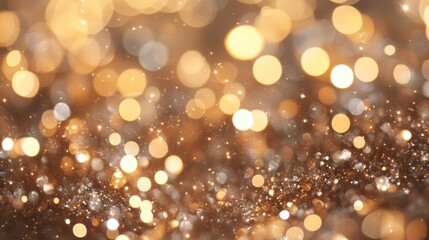 Golden bokeh lights glitter background for festive atmosphere