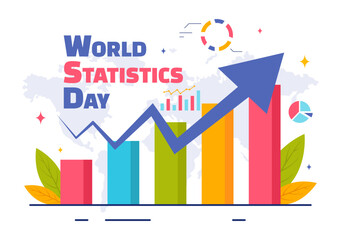 National Statistics Day Vector Illustration Featuring Data Calculation for Socioeconomic Planning and Policy Formulation, a Flat Cartoon Background