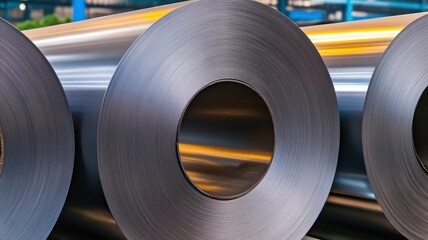 Close-up of metal coils showcasing rich textures and industrial details, perfect for manufacturing and engineering themes.