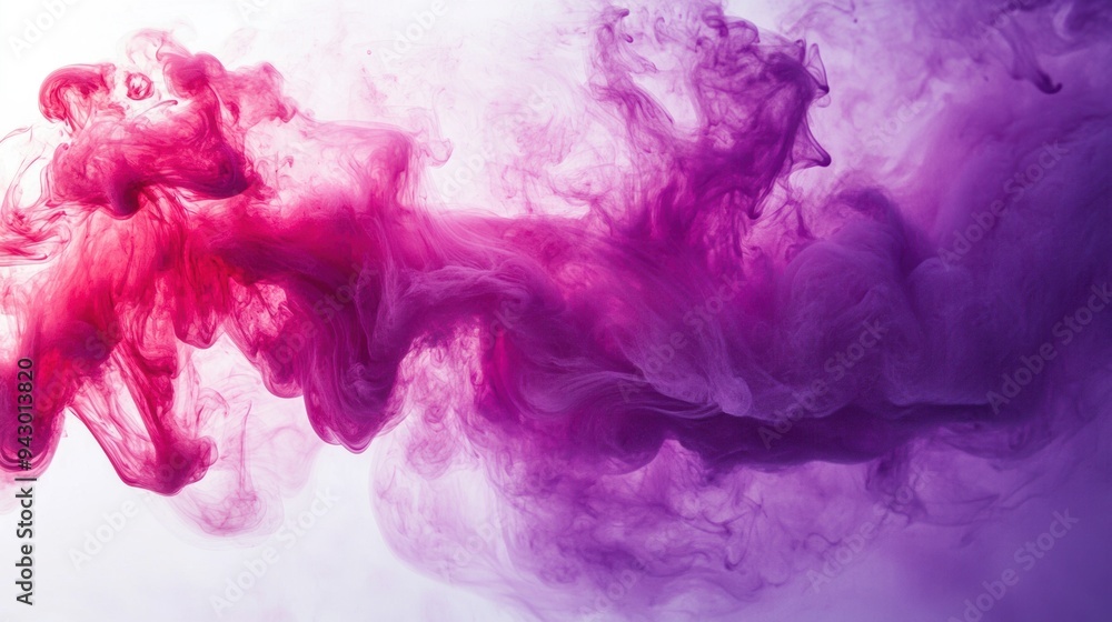 Wall mural abstract purple pink smoke swirls on white background