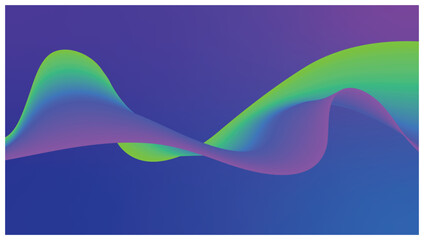 Abstract dynamic background with flowing green and purple wavy curve for colorful and modern design