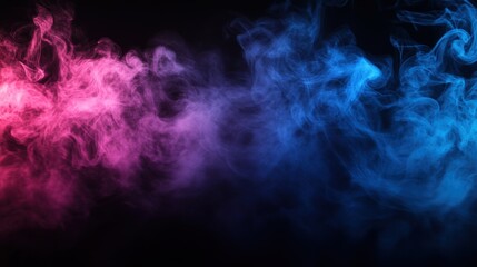 Vivid pink blue abstract smoke on black background