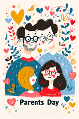 Modern Parents Day Illustration with Family Portrait