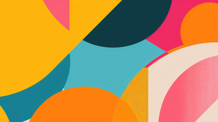 Obraz premium Abstract vibrant background with colorful shapes and curves in orange, pink, blue and yellow