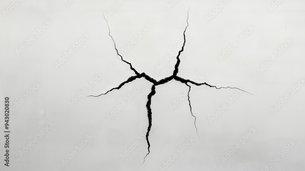 Poster cracked wall with jagged lines creating an unsettling visual effect. cracks suggest damage and insta