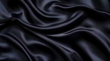 Obraz premium Elegant black silk fabric texture with luxurious folds