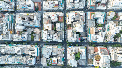 Top down view of apartment buildings