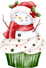 Watercolor Christmas Cupcake