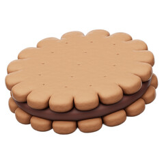 Chocolate Cookies 3D Rendering Icon Isolated Transparent Background	