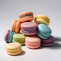 Obraz premium colorful French macarons with white background