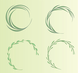 フローラル・草・植物・線・円・丸型フレームナチュラル自然デザイン素材